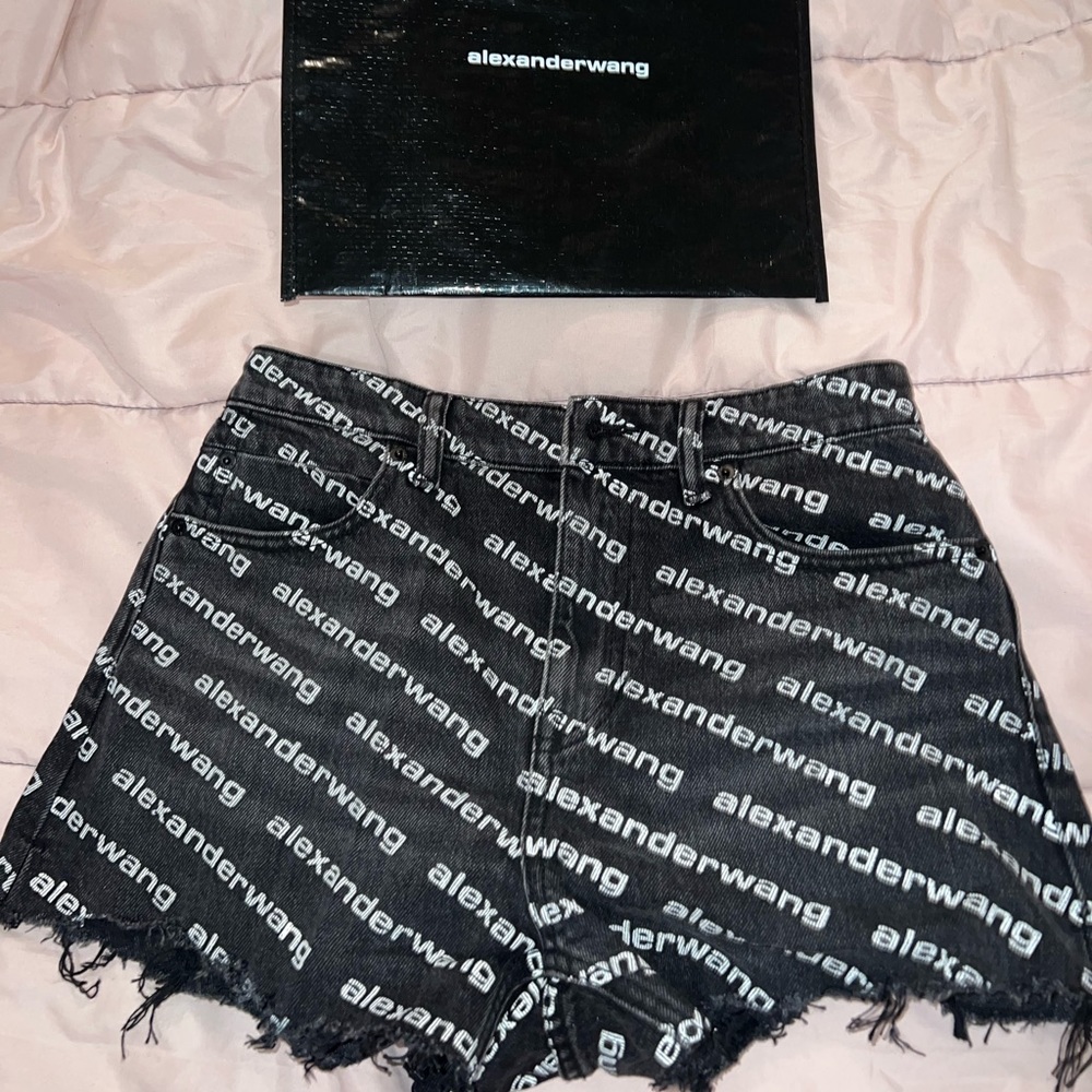 AUTHENTIC ALEXANDER WANG BITE LOGO PRINT DENIM SHORTS ONLY WORN ONCE
